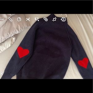 Navy Sweater, Heart Elbows